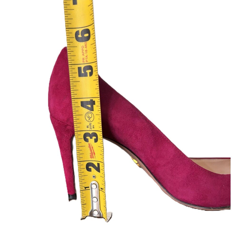 PRADA Burgundy Suede Pointed Toe Pumps Size 37.5 + Shoe Bag - Picture 3 of 6